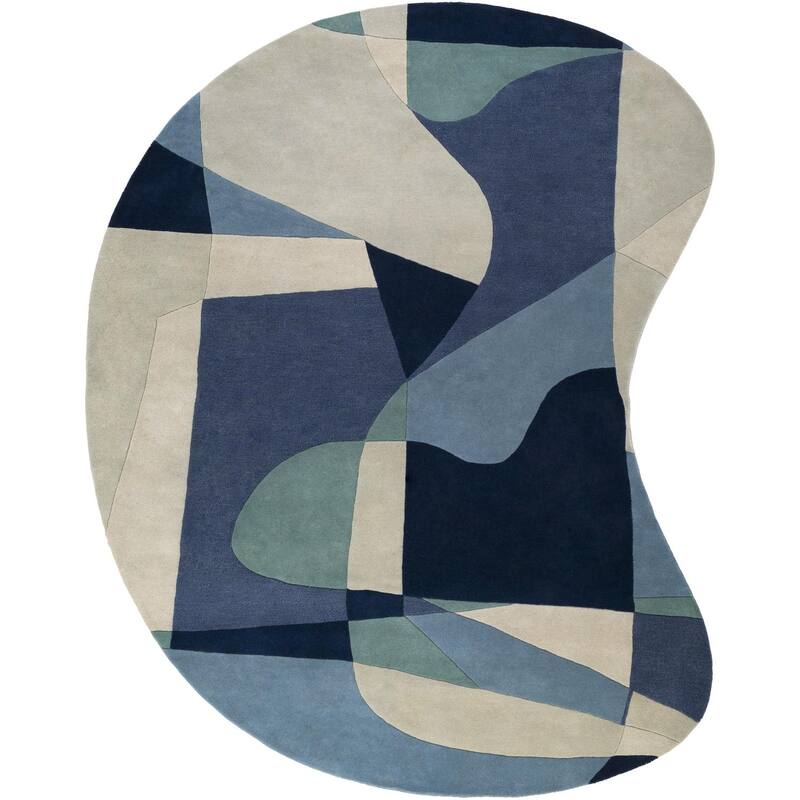 Livabliss Forum Glam Area Rug - 6' x 9' Kidney - Blue