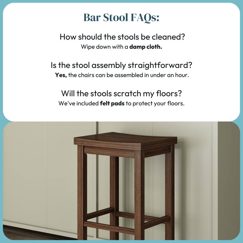 Now Furniture Solid Wood Backless Saddle Seat Bar Height Stool