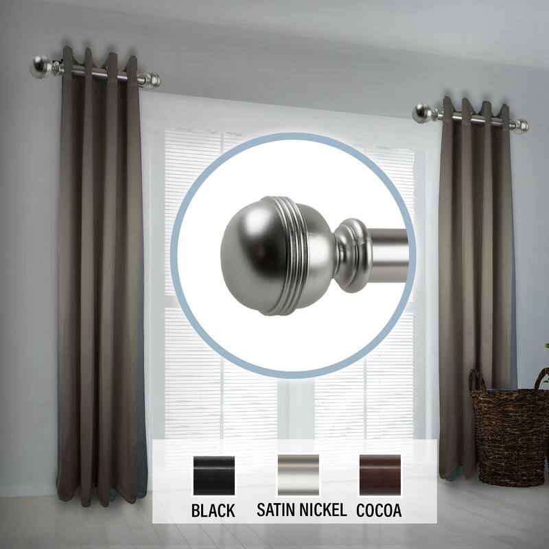 InStyleDesign Jupiter 1.5" Side Curtain Rod 12-20 inch long (Set of 2) - 12 to 20 inches - Satin Nickel