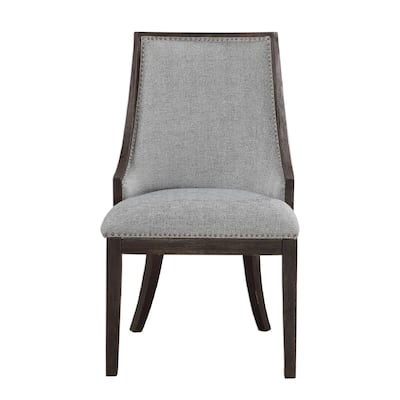 40" Janis Ebony Curved Back Accent Chair with Brass Nailhead Trim