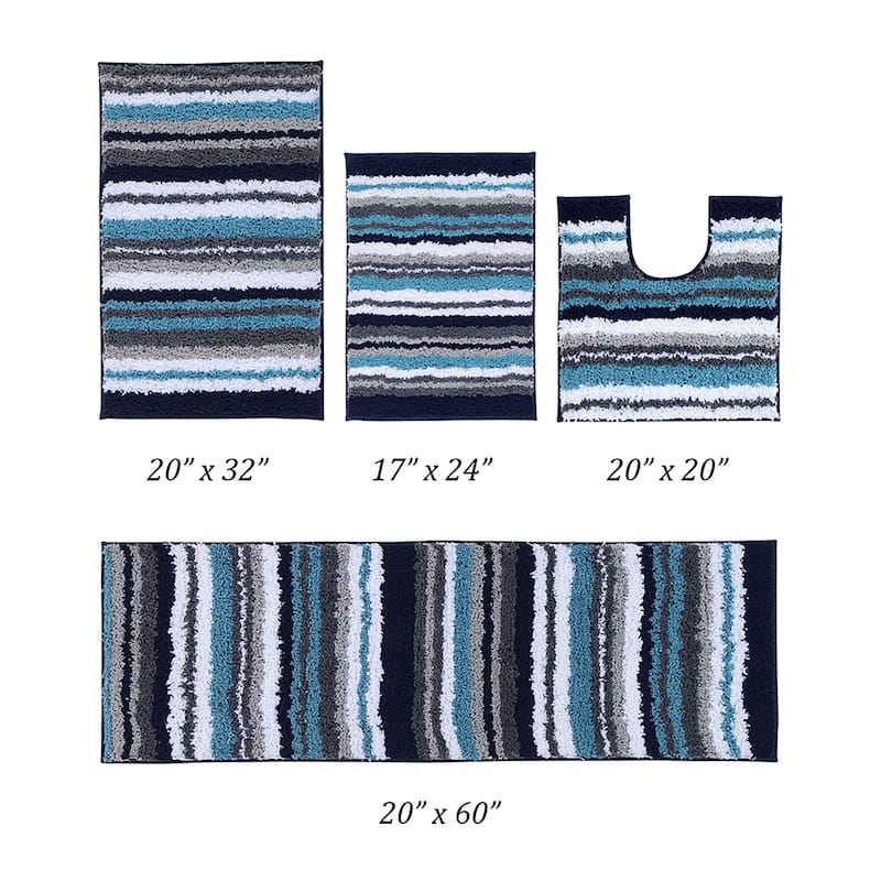 Better Trends Bath Rug 100% Polyester Super Absorbent Anti-Skid TPR Backing Bathroom Rug For Shower,Sink Mats Griffie Collection