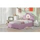 preview thumbnail 6 of 28, Twin Upholstered Platform Bed with LED Headboard, Pink Flannel Finish