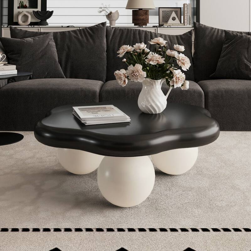 35" Cloud Shaped Modern Minimalist Coffee Table with Spherical Legs