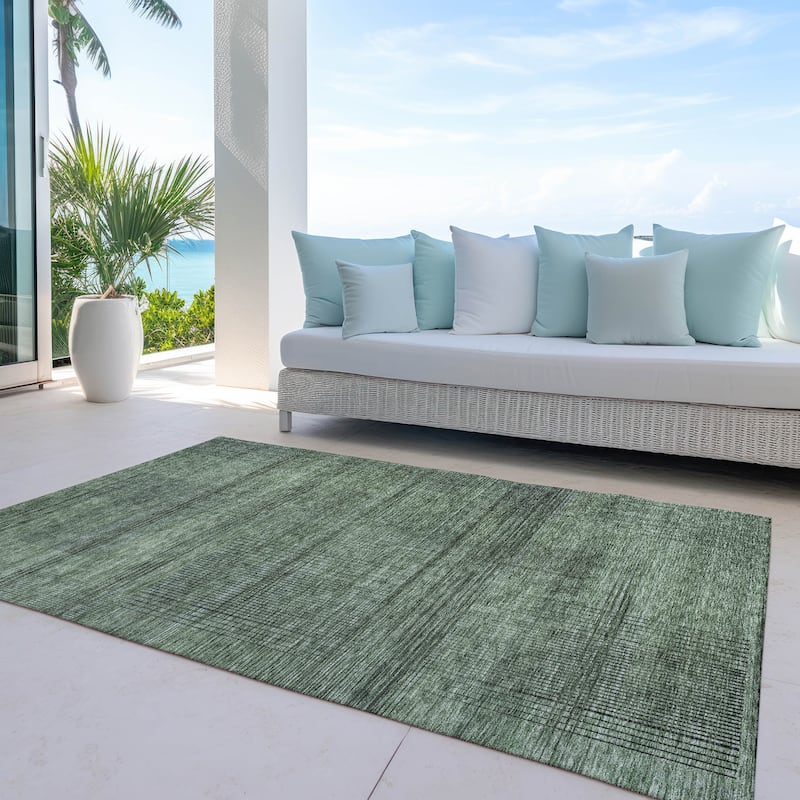 Machine Washable Indoor/ Outdoor Chantille Contemporary Imprints Rug - Olive - 3' x 5'