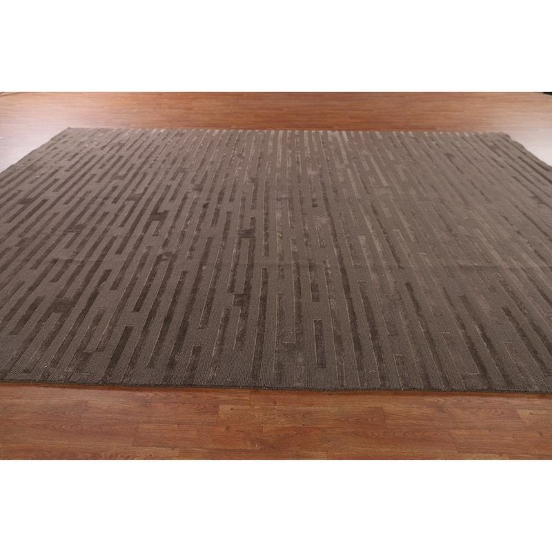 Striped Nepalese Oriental Large Area Rug Handmade Wool Carpet - 10'1" x 13'7"