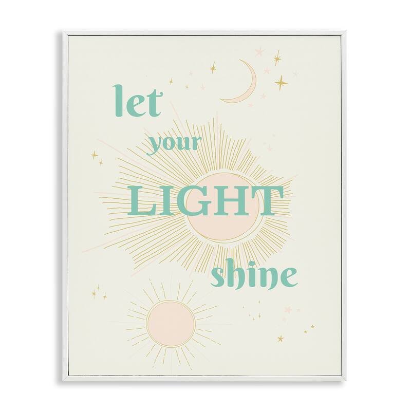 Stupell Let Your Light Shine Framed Giclee Art Design By Sweet Melody Designs - 16 x 20 - White