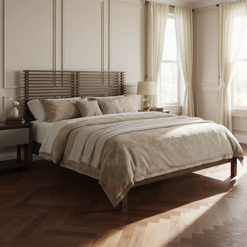 Christopher Knight Home - Arden Modern Wooden Bed Frame with Headboard - Walnut - Queen