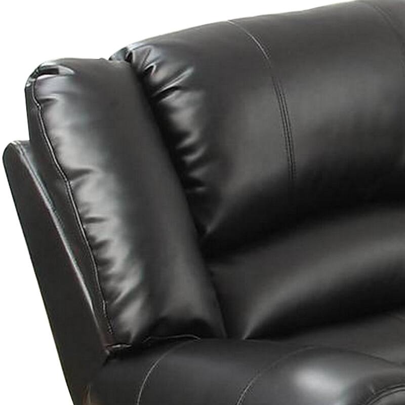 Nailhead Trim Leatherette Power Recliner, Black