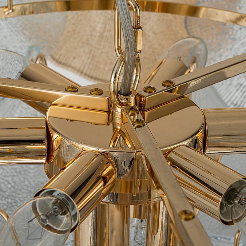 Classic 10-Light Colored Glass Gold Ginkgo Round Chandelier - 22in