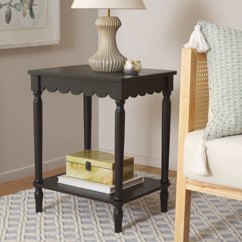 SAFAVIEH Haven Farmhouse Accent Table - 20"W x 16"D x 24"H - Matt Black