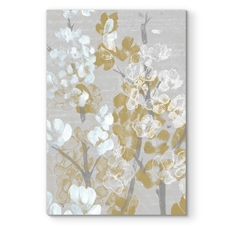 Mustard on Grey Blooms I-Premium Gallery Wrapped Canvas
