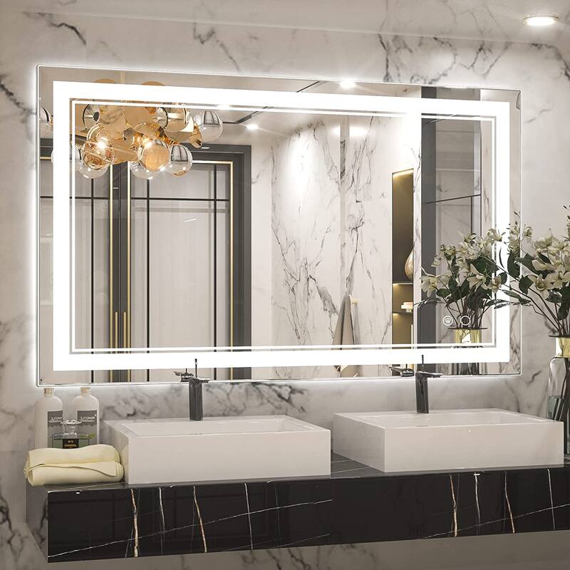 Keonjinn LED Front Light Bathroom Vanity Wall Mirror, Anti-Fog, Dimmable - 40x24