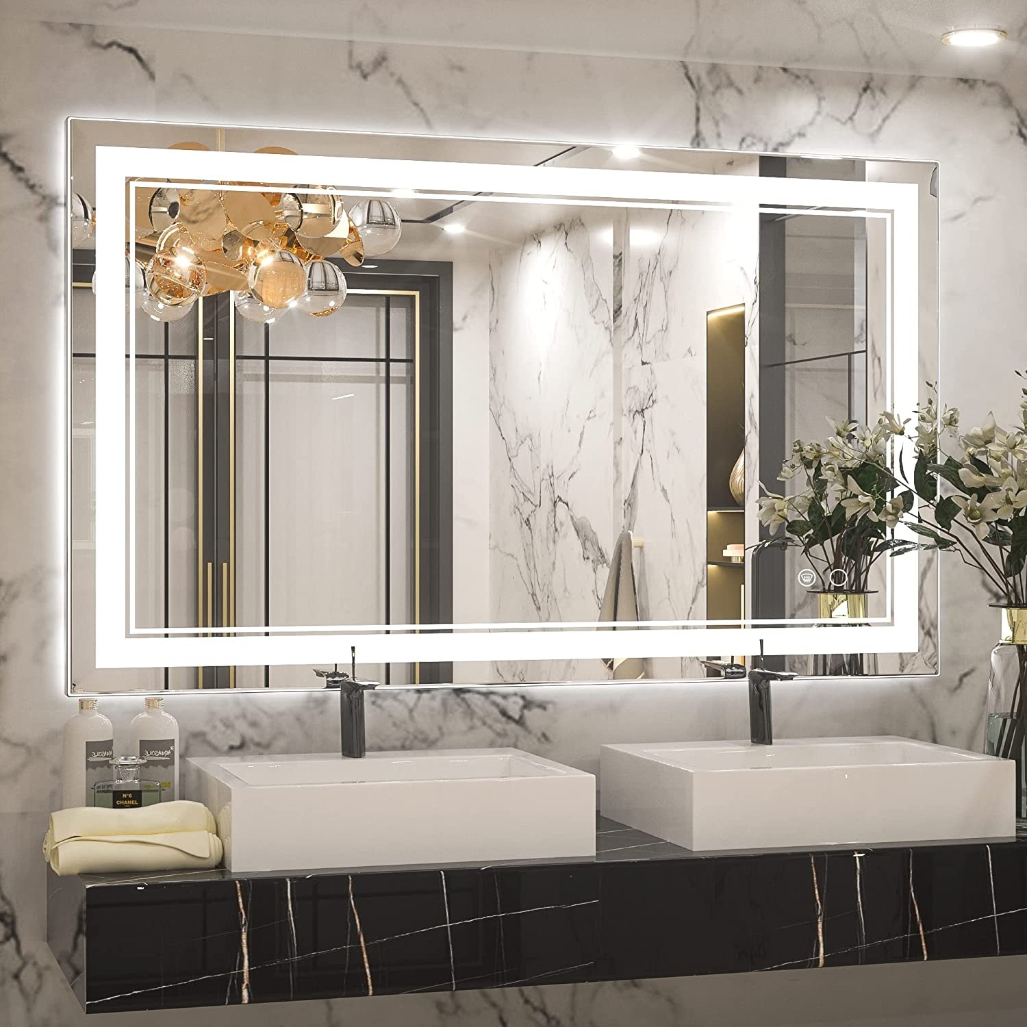 KEONJINN LED Bathroom Vanity Mirror, Wall Mounted Anti-Fog Dimmable Mirror  Bed Bath  Beyond 33457370