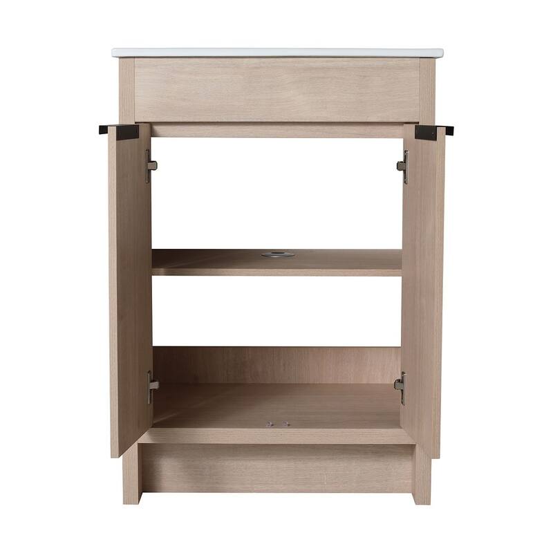 24", 30", 36" Freestanding Bathroom Vanity with White Ceramic Sink & Soft-Close Doors