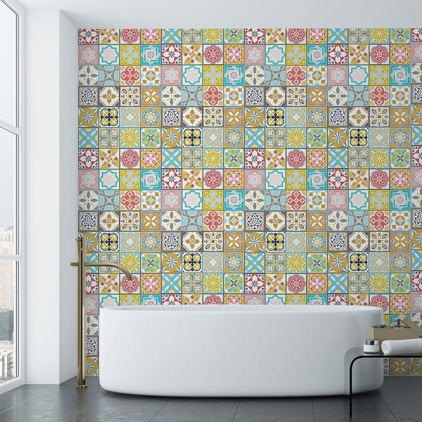Shop Walplus Malia Colourful Home Wall Tile Stickers Bathroom