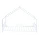 preview thumbnail 3 of 7, White Twin Size Metal House Bed with Roof, Fence and Back for Kids, Boys and Girls, Bedroom