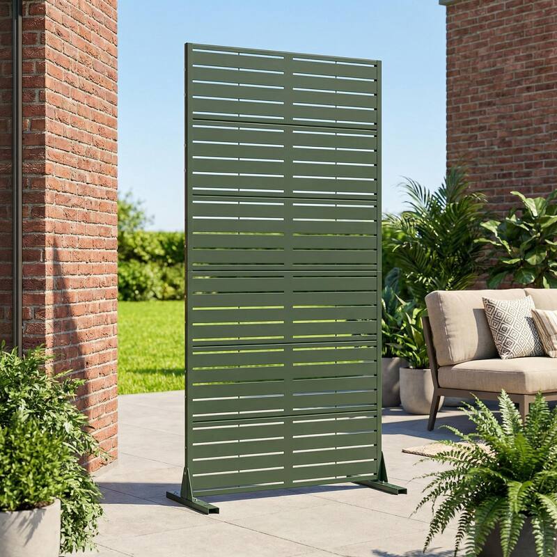 72in Dovelina Outdoor Freestanding Metal Privacy Screen Decorative Garden Fence