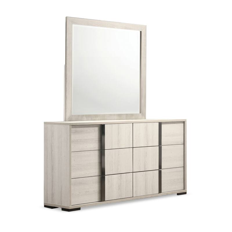 Furniture of America Eltering Contemporary Washed White 2-Piece 6-Drawer Dresser and Mirror Set