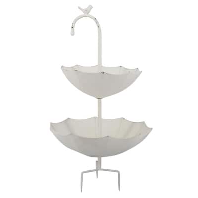 Transpac Metal Umbrella Bird Feeder Garden Yard Stake Home Decorations Spring - Multicolor