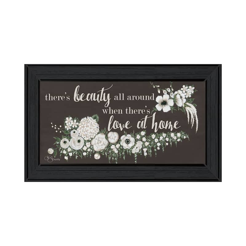 TrendyDecor4U Contemporary "Love At Home" Framed Print Wall Art - Charcoal