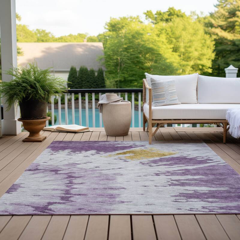 Machine Washable Indoor/ Outdoor Chantille Tie Dye Modern Rug