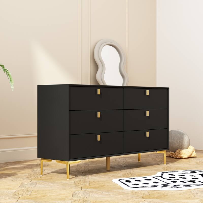 Dresser Modern Dresser for Bedroom, 6 Drawer Double Dresser Sideboard