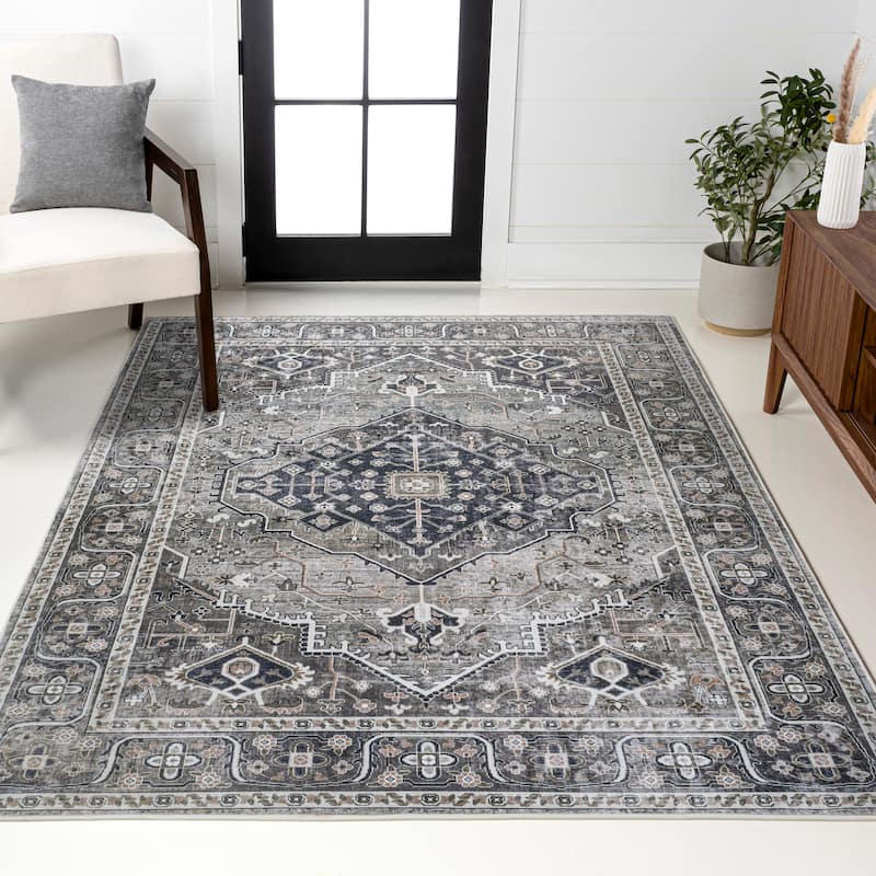 JONATHAN Y Kemer Ogee Medallion Machine Washable Area Rug