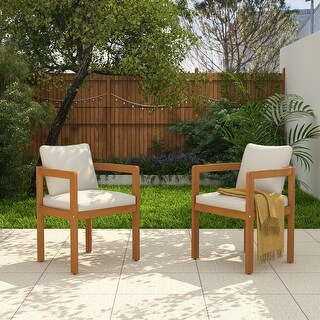 Outdoor 2-piece Wood Chairs With Large U-shaped Backrests - On