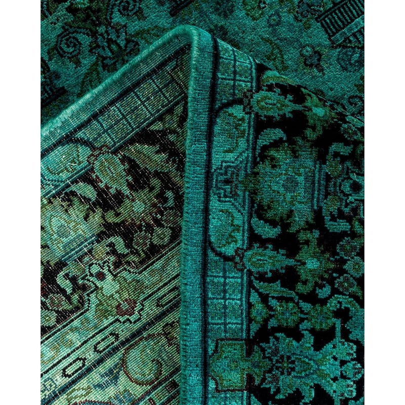 Overton Hand Knotted Wool Vintage Inspired Modern Contemporary Overdyed Blue Area Rug - 3' 2" x 5' 4"