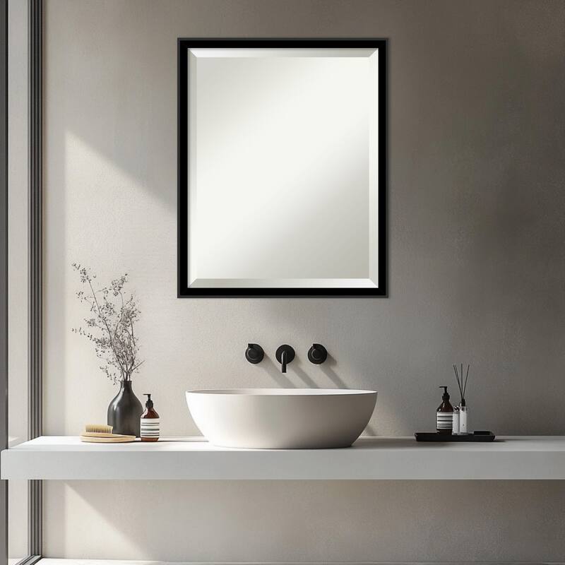 Incline Beveled Wood Framed Bathroom Vanity Wall Mirror