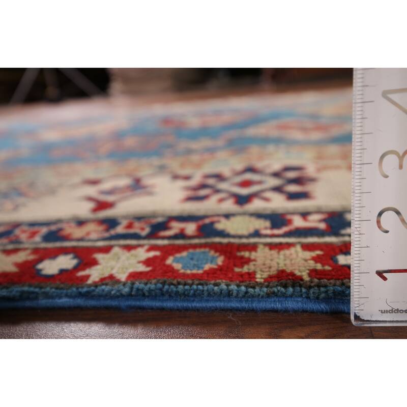 Blue Oriental Kazak Rug Hand-Knotted Wool Carpet - 6'7" x 10'0"