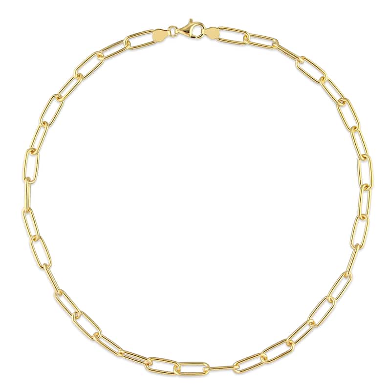 Miadora 18kt Yellow Gold Plated Sterling Silver Paperclip Necklace