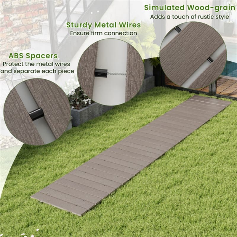 Premium HDPE Roll Up Garden Walkway with Wood Grain Finish 8 ft Long Portable Outdoor Pathway