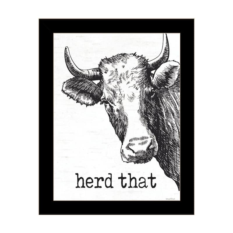 TrendyDecor4U Contemporary "Herd That" Framed Print Wall Art - Black