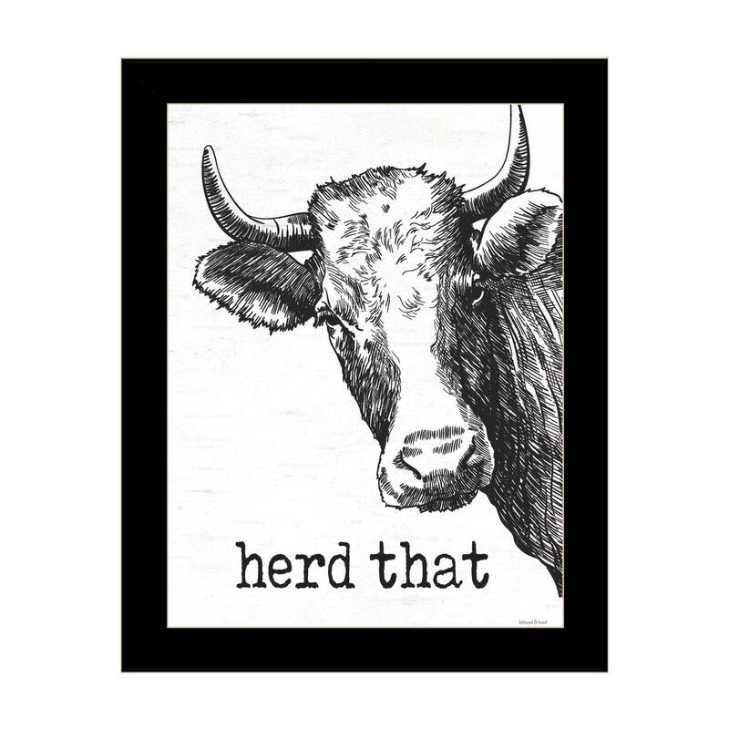 TrendyDecor4U Contemporary "Herd That" Framed Print Wall Art - Black