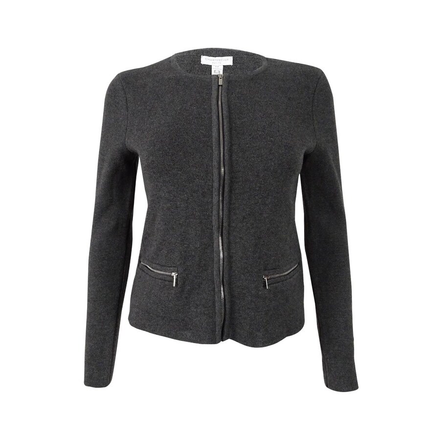 black zip up cardigan women's