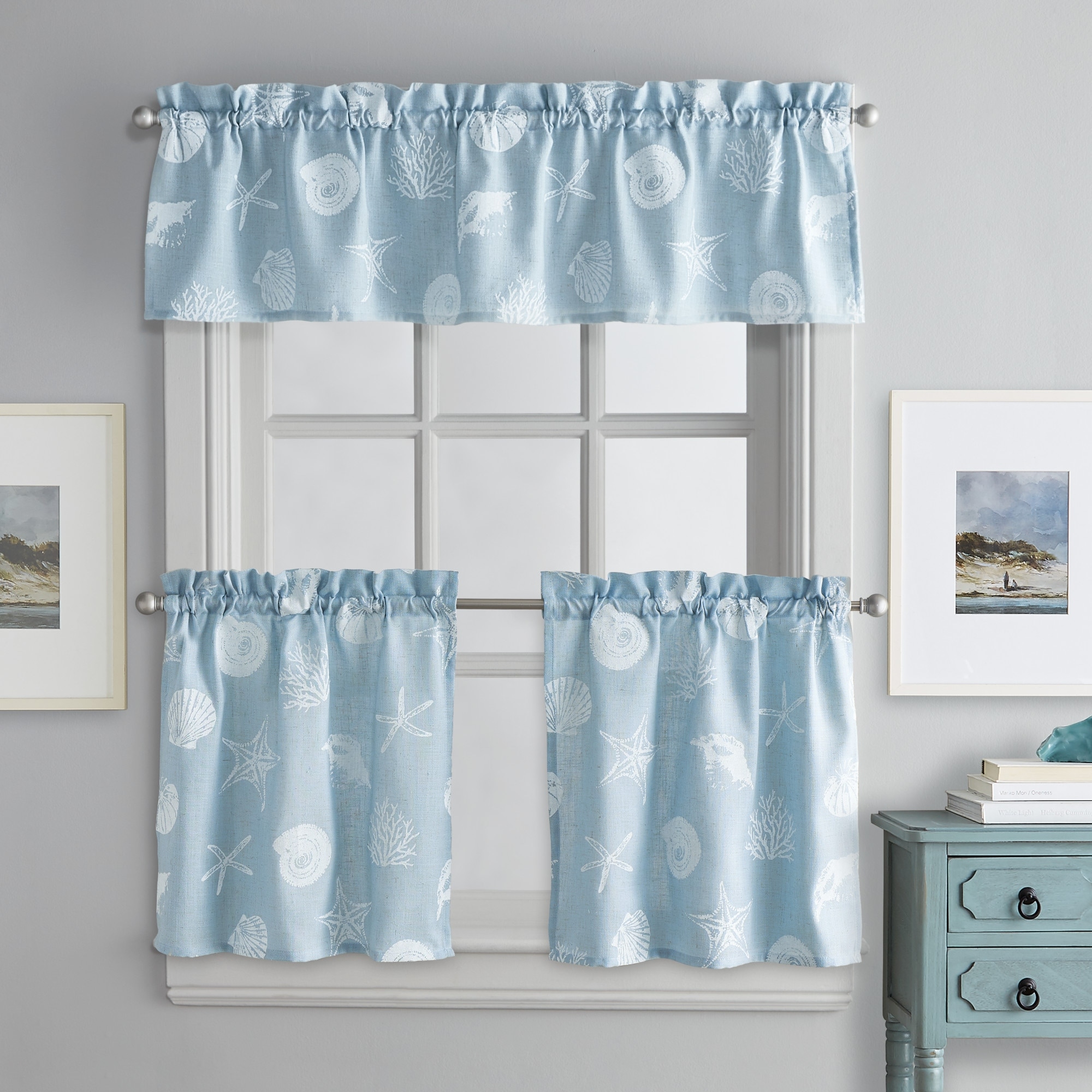 Coastal Seashells Valance, Swag and Tier Pair Curtain Collection