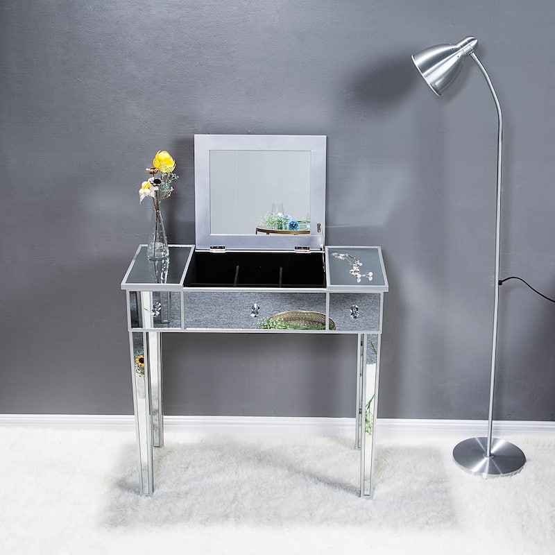 31.5" FCH Flip Glass Mirrored Makeup Vanity Table