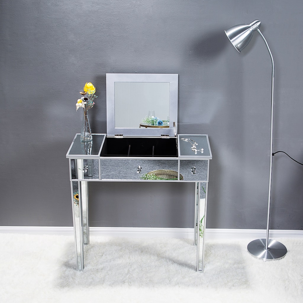 31.5" FCH Flip Glass Mirrored Makeup Vanity Table