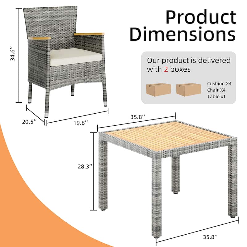 Futzca Outdoor Patio Dining Set with Table and Chairs, 5 Or 7 Pieces - N/A
