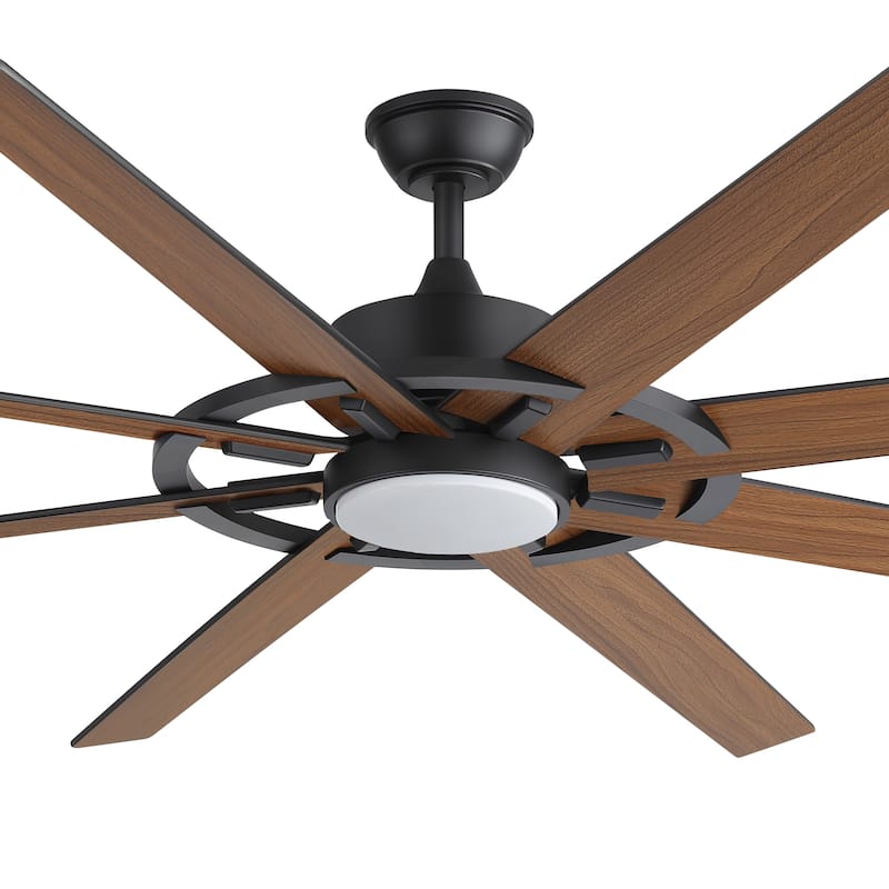 72" Large Ceiling Fan with 3CCT Dimmable LED Light and Remote(8 Reversible Blades）