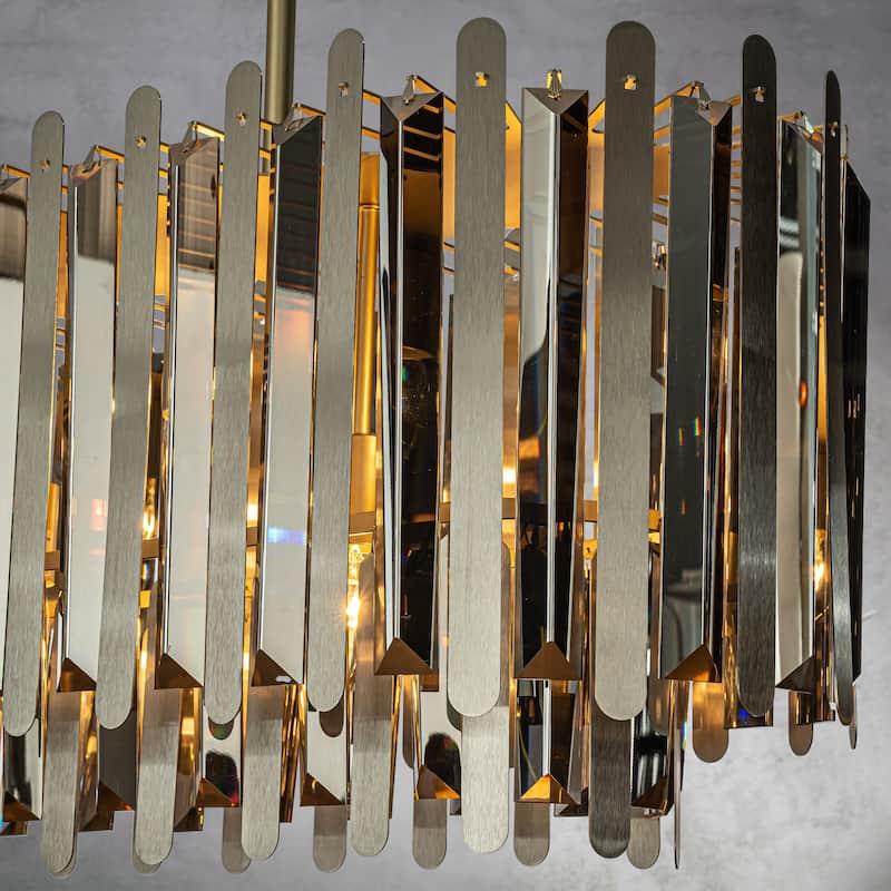 CraftHome 7-Light Luxury Tiered Soft Gold Stainless Steel Chandelier with Smoked Crystal Accents - Soft Gold