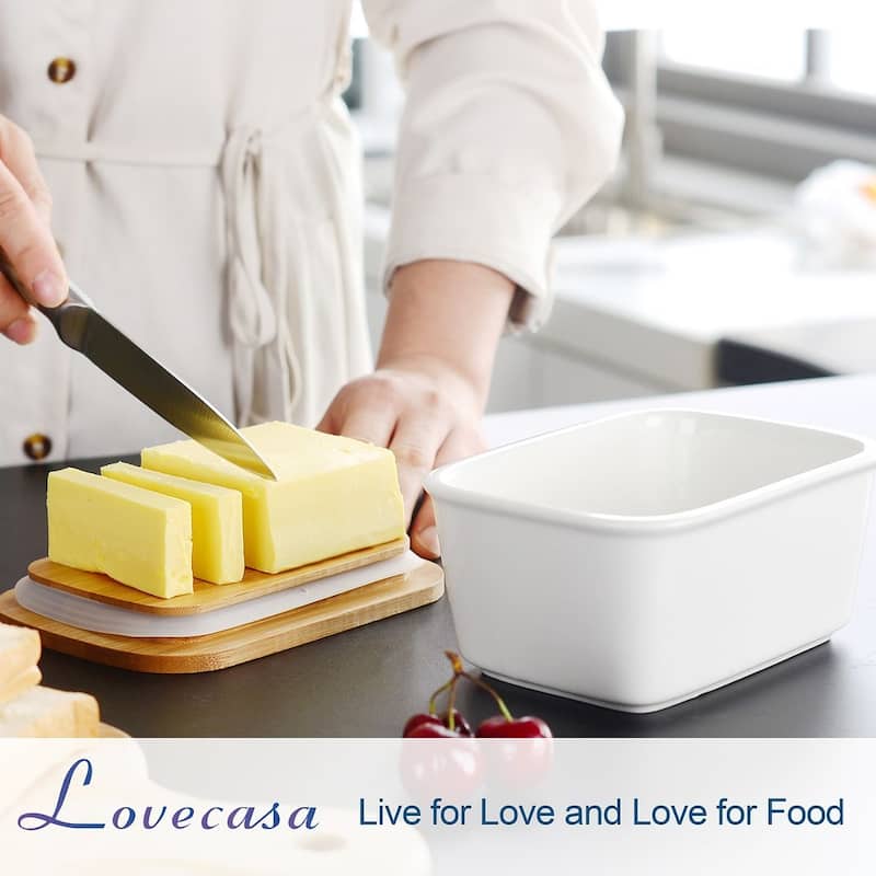 LOVECASA Porcelain 24Oz. Butter Dish with Lid