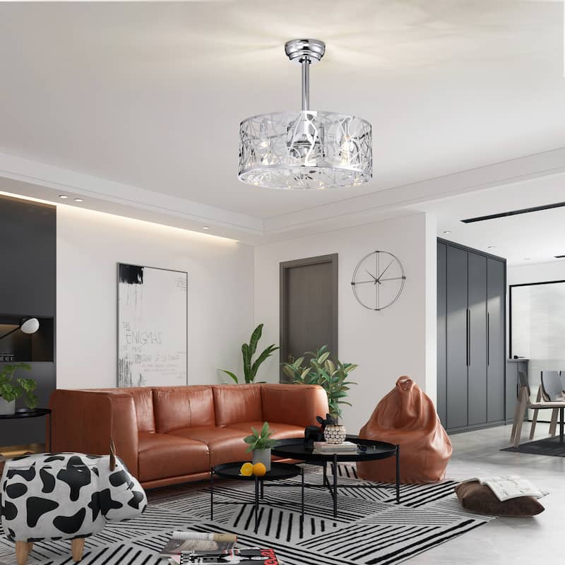 18 in. Smart Indoor Caged Ceiling Fan with Remote Control (Bulb Not Included)