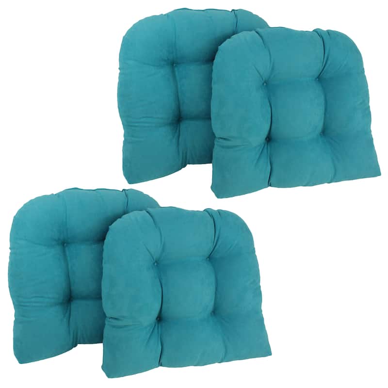 19-inch U-Shaped Microsuede Chair Cushion (Set of 1, 2, or 4) - Set of 4 - Aqua Blue