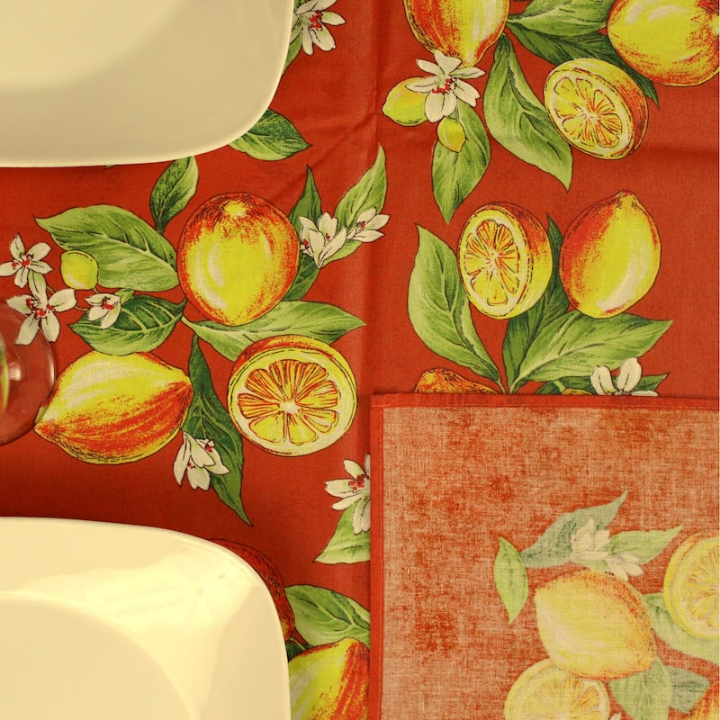 Wipeable Spill Resistant Provencal Cotton Cannes Collection Tablecloth