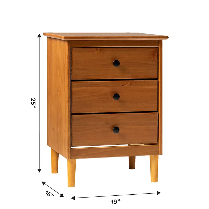 Walker Edison Bullrushes Solid Wood 3-Drawer Nightstand