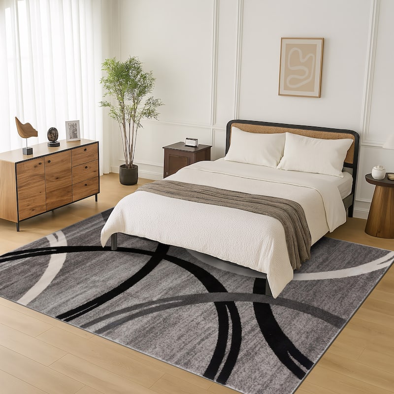 World Rug Gallery Contemporary Abstract Circles Design Area Rug