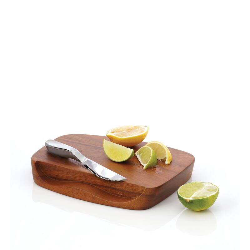 Nambe Blend Bar Board with Knife - 9” x 7.25”