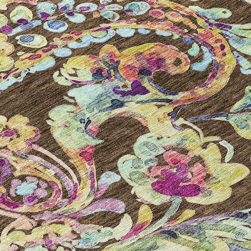 Machine Washable Indoor/ Outdoor Chantille Traditional Scroll Rug